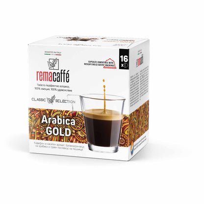 Capsule REMACAFFE Arabica GOLD, 16 buc., compatibile cu aparatele Nescafe Dolce Gusto