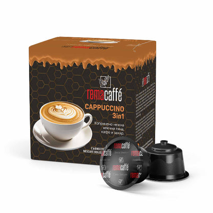 Capsule REMACAFFÉ Cappuccino 3 în 1, 16 buc., compatibile cu aparatele de cafea Dolce Gusto