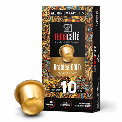 Capsule REMACAFЕ Arabica GOLD, 10 buc., pentru aparate de cafea NESPRESSO