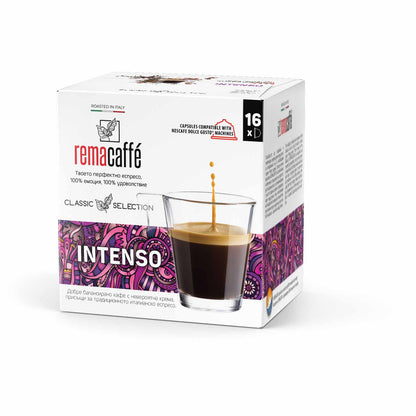 Capsule REMACAFFE Intenso, 16 buc., compatibile cu aparatele de cafea Nescafe Dolce Gusto