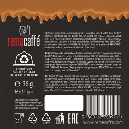 REMACAFÉ capsule de alune, 16 buc., compatibile cu aparatele de cafea Nescafe Dolce Gusto