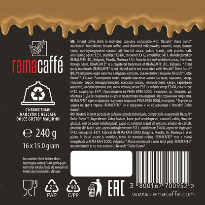 REMACAFÉ capsule de alune, 16 buc., compatibile cu aparatele de cafea Nescafe Dolce Gusto