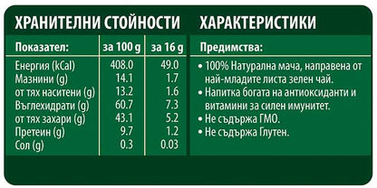 Хранителна информация Matcha Latte REMACAFFÉ